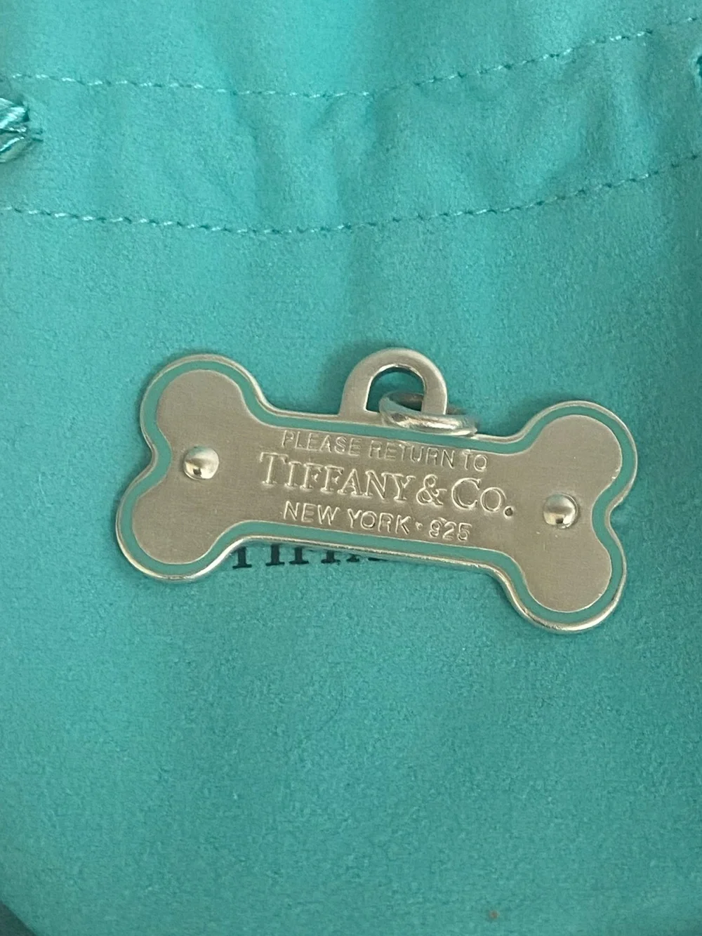Tiffany & Co. Silver Blue Outline Dog Bone